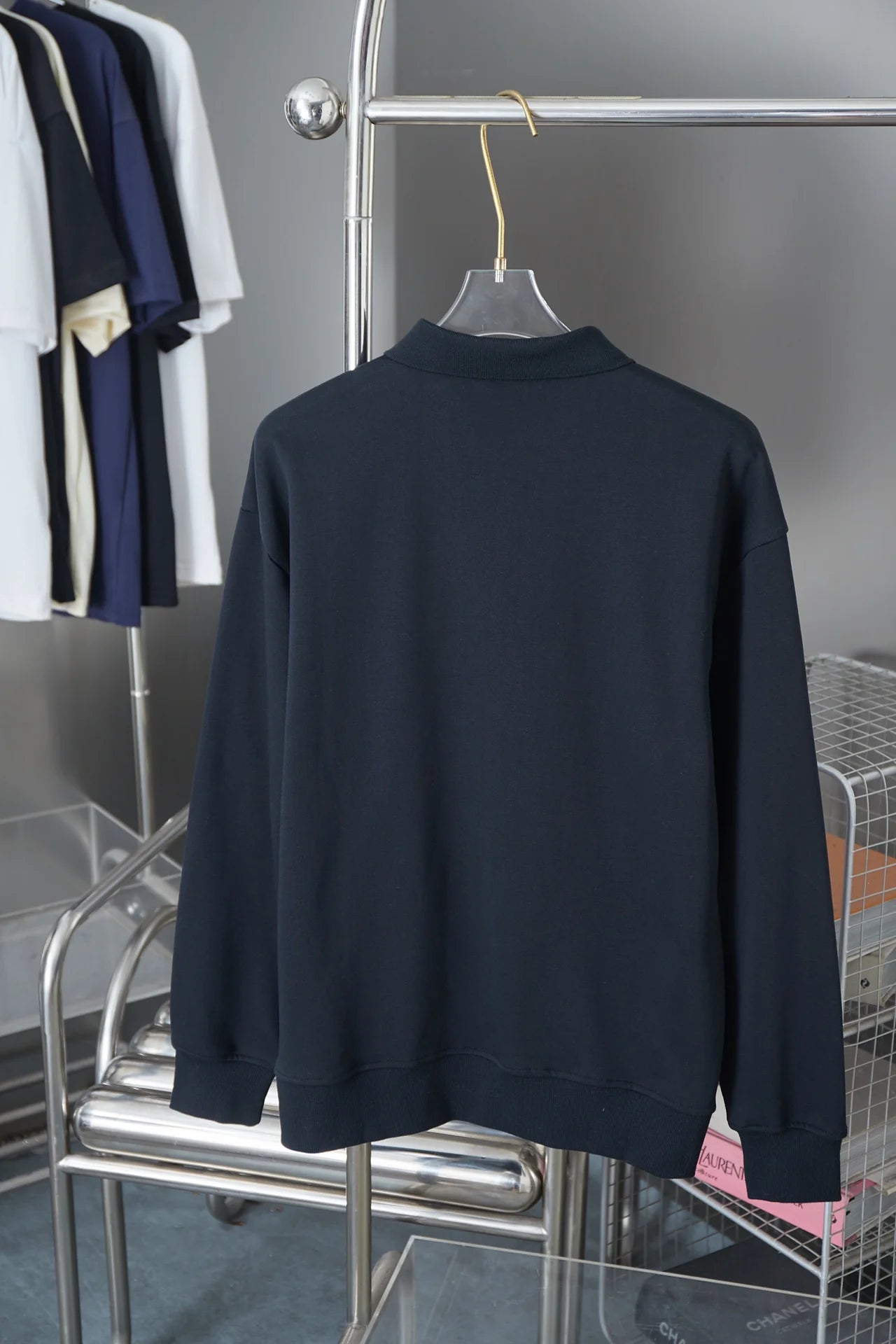 250902 New high-quality, simple embroidered lapel sweatshirt