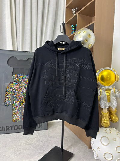 250902 New high-quality Warhorse double-layer embossed embroidery hooded sweatshirt