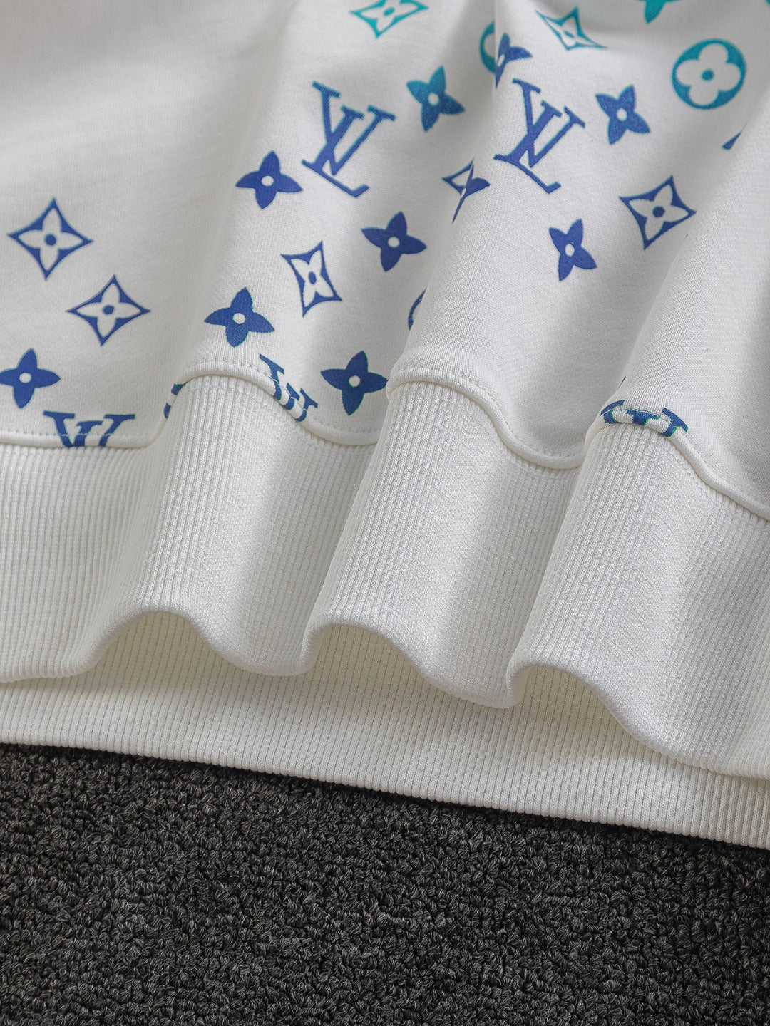 250908 New high-quality heavy industry letter embroidery patchwork round-neck sweatshirt