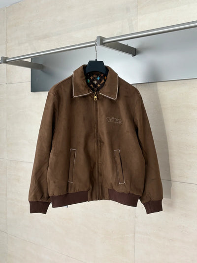 250808 New high-quality embroidered suede cowhide pilot jacket