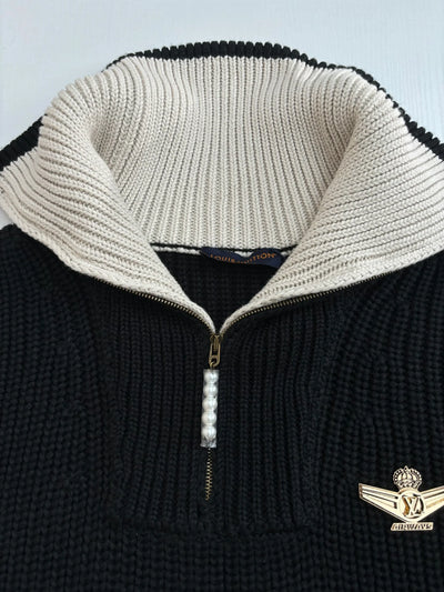 250819 New high-quality wool pilot half-zipper sweater