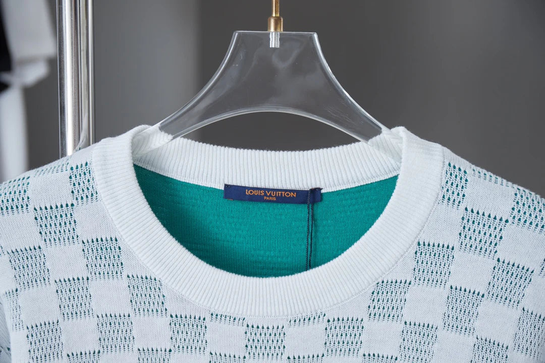 250902 New high-quality gradient small checkered sweater