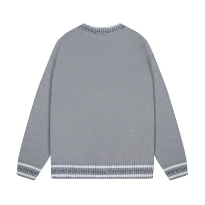 250729 New shiny letter-pasted embroidered round-neck sweater
