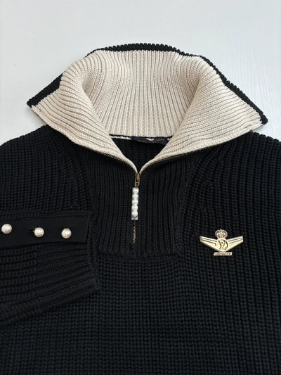 250819 New high-quality wool pilot half-zipper sweater