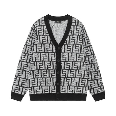 250808 New high-quality jacquard full-print cardigan sweater