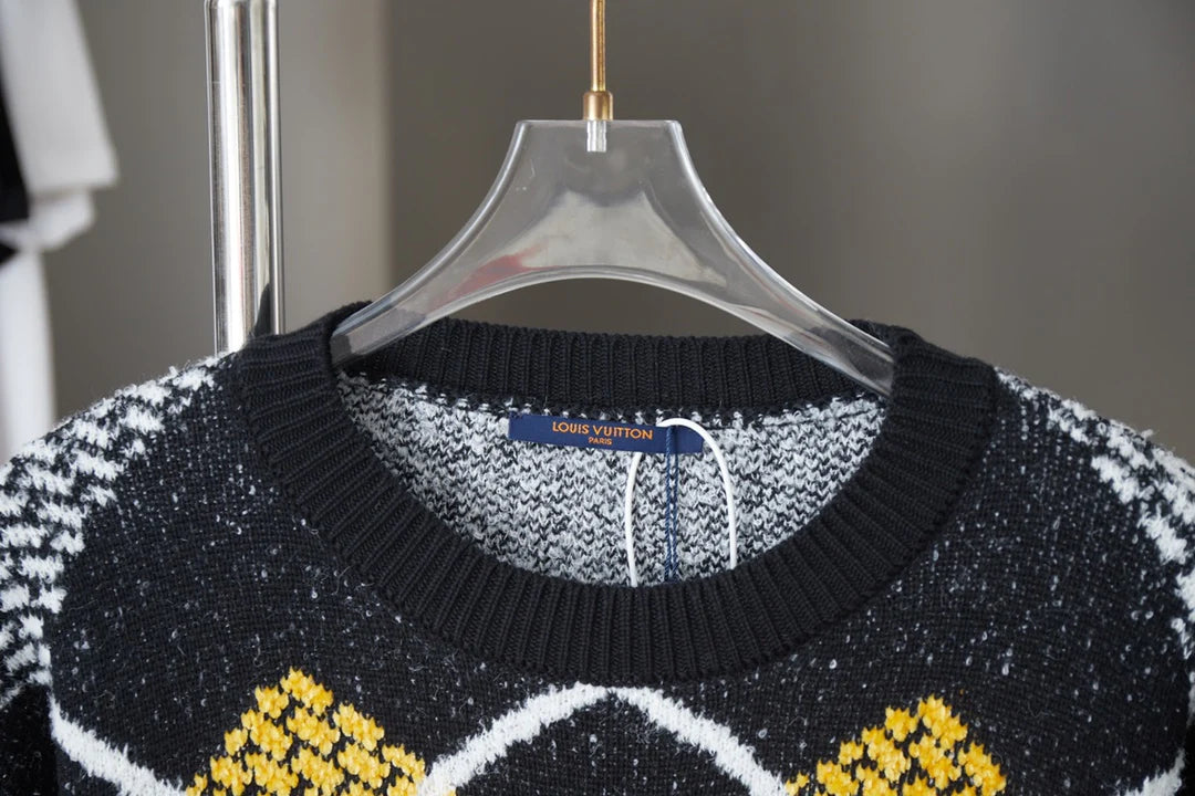 250902 New high-quality square color-blocking letter sweater