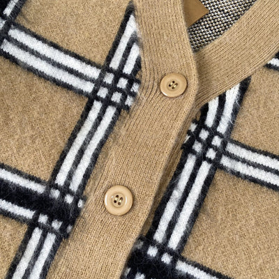 250917 New high-quality checkered leather brand pocket knitted sweater