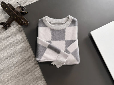 250917 New high-quality large checkerboard texture sweater
