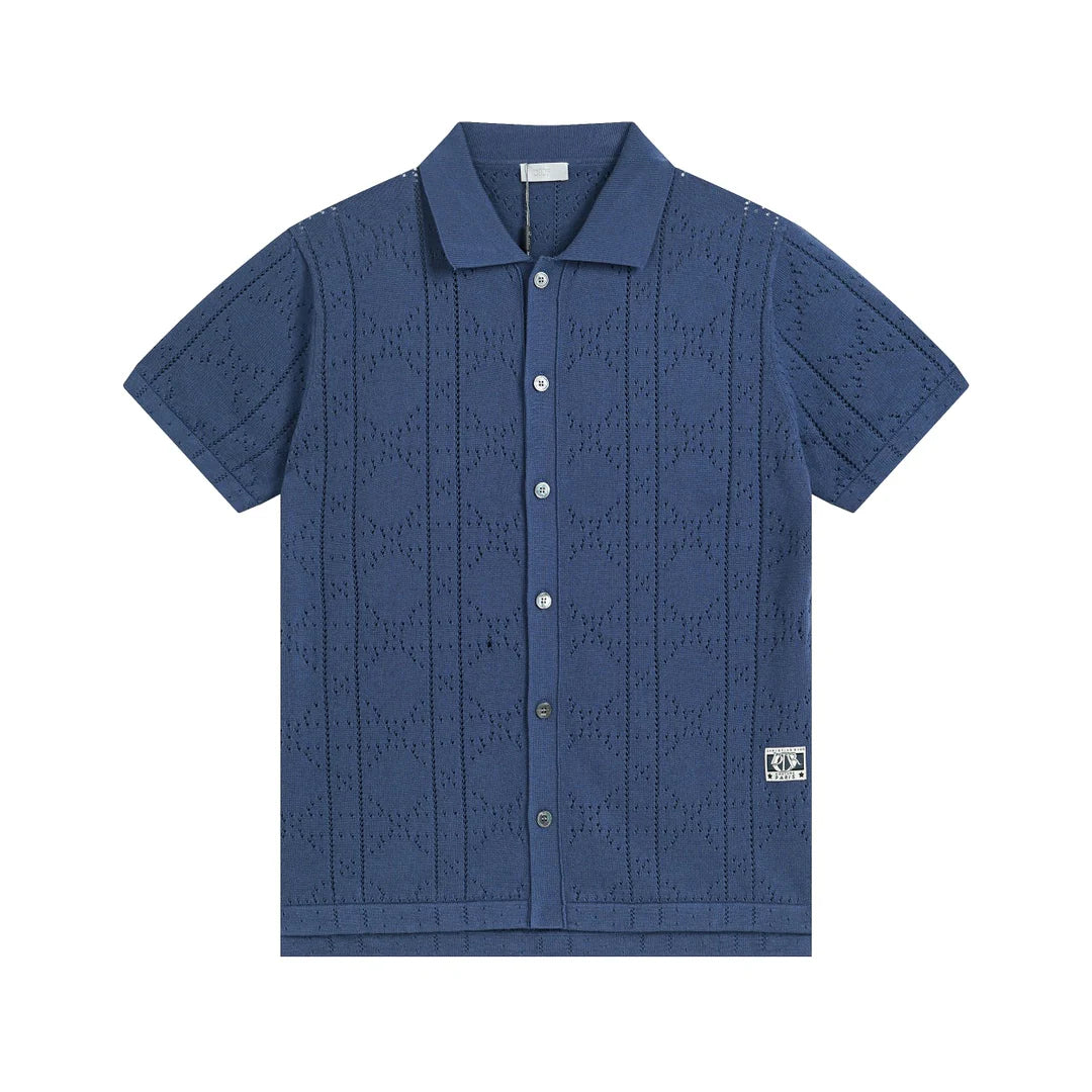 250313 New features diamond hollowed-out jersey lapel POLO