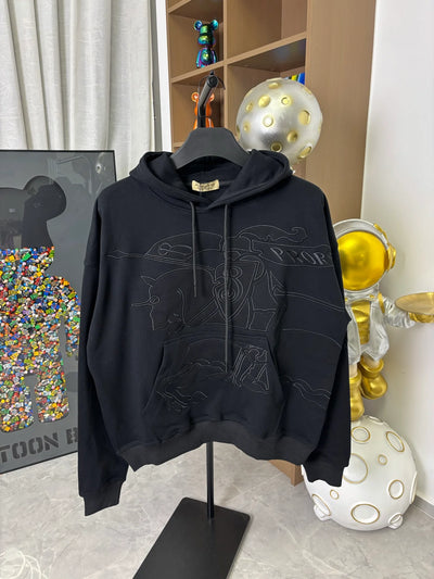 250902 New high-quality Warhorse double-layer embossed embroidery hooded sweatshirt