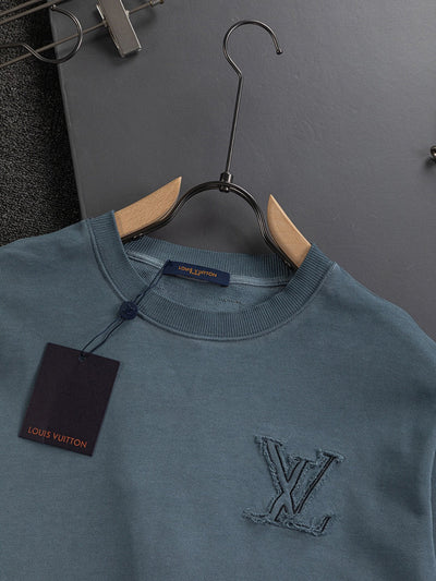 250908 New high-quality cut letter patch round-neck sweatshirt