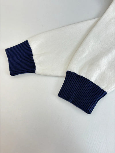 250902 A new high-quality college-style knitted coat with embroidered lines