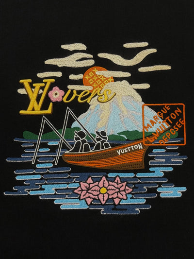 250923 New high-quality fisherman embroidery round-neck sweatshirt