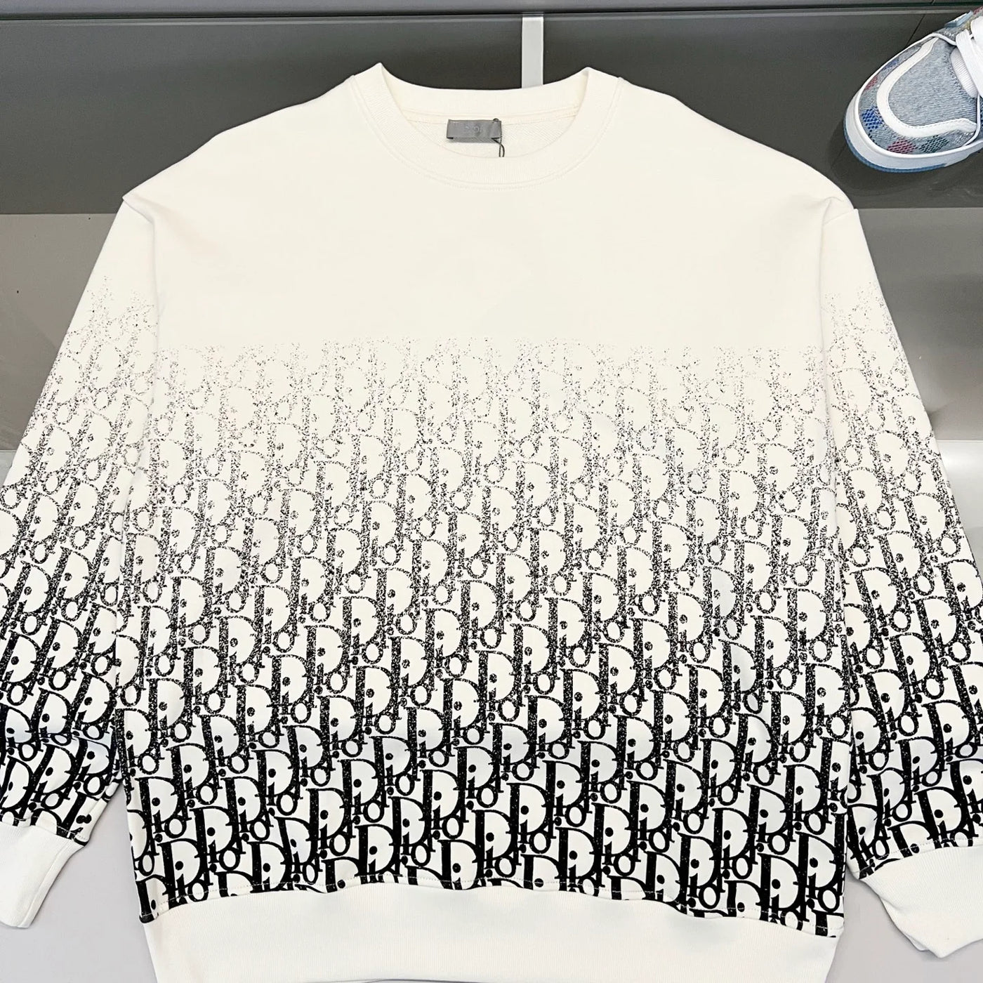 250908 New high-quality gradient letter half-length printed round-neck sweatshirt