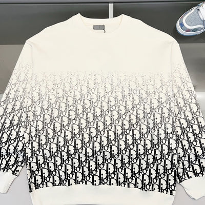 250908 New high-quality gradient letter half-length printed round-neck sweatshirt