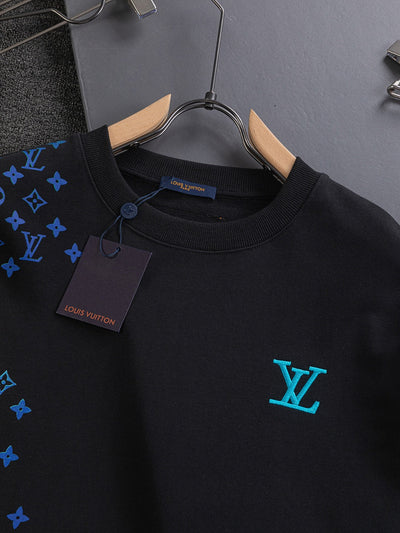250908 New high-quality heavy industry letter embroidery patchwork round-neck sweatshirt