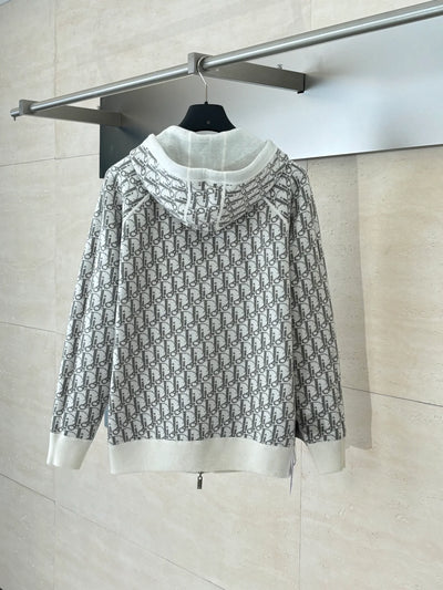 250902 A new high-quality double-sided jacquard cashmere knitted hooded sweatshirt