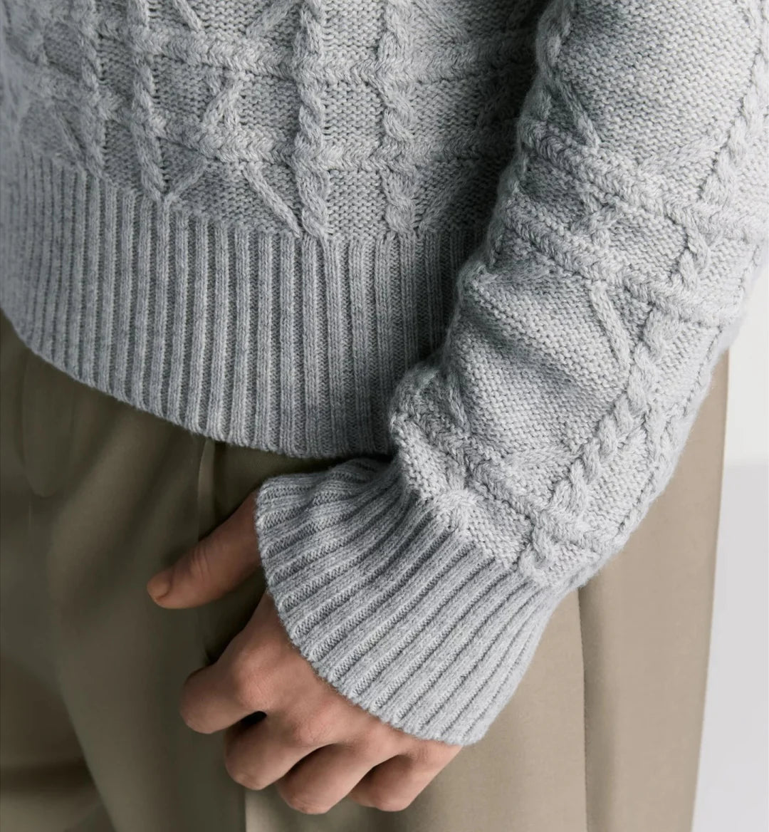 250902 New high-quality wool wicker knitted sweater