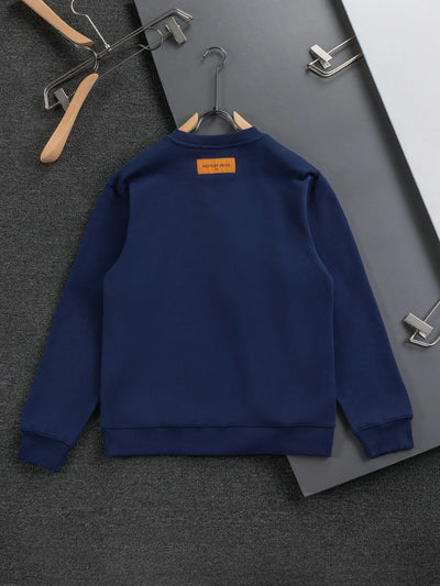 250908 New high-quality letter-embroidered patchwork small boat round-neck sweatshirt