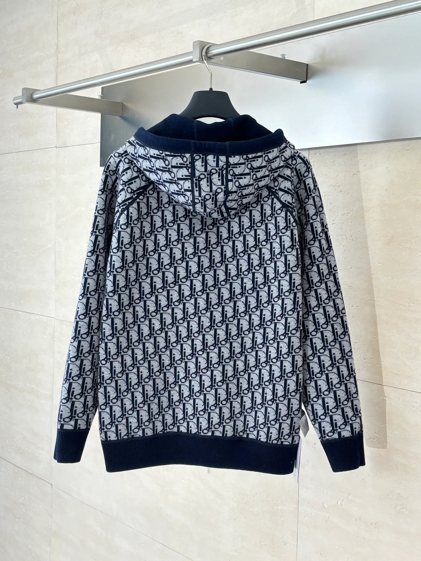 250902 A new high-quality double-sided jacquard cashmere knitted hooded sweatshirt