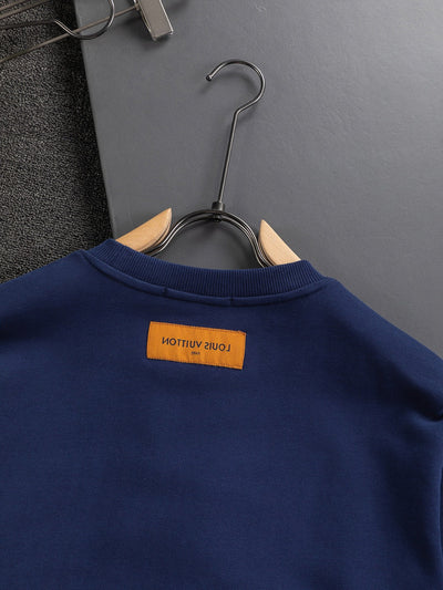 250908 New high-quality letter-embroidered patchwork small boat round-neck sweatshirt