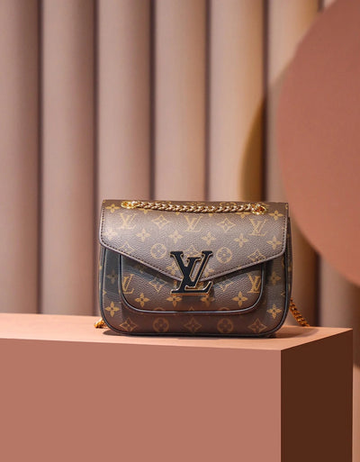 0528 Brown Monogram Coated Canvas Passy Gold Hardware