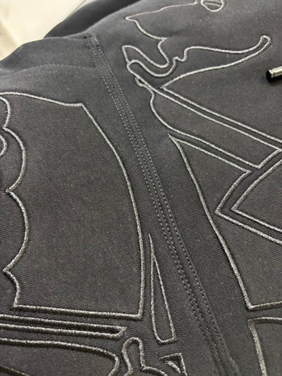 250902 New high-quality Warhorse double-layer embossed embroidery hooded sweatshirt
