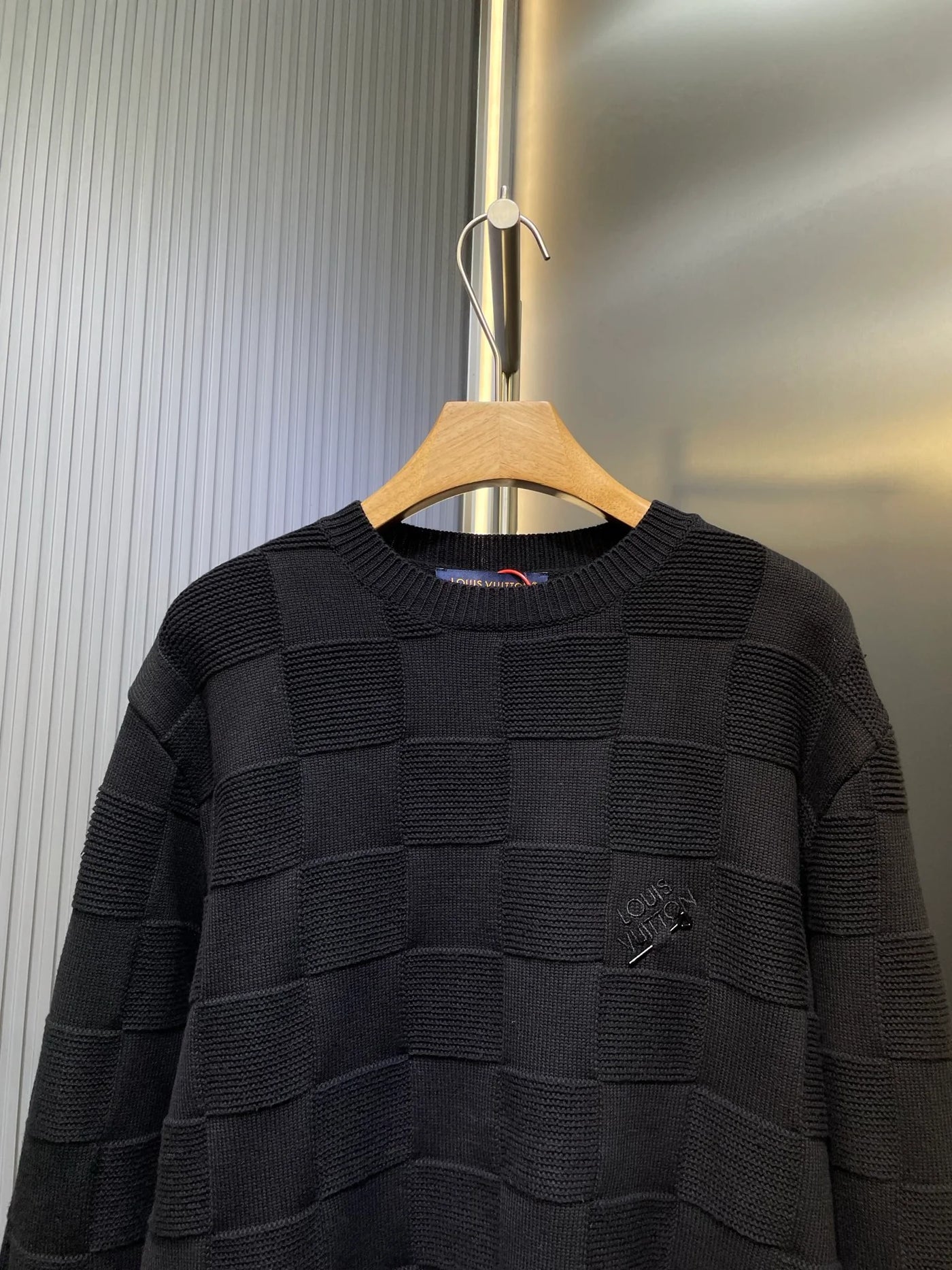250819 New high-quality sewn checkerboard round-neck knitted sweater