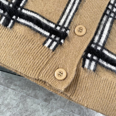 250917 New high-quality checkered leather brand pocket knitted sweater