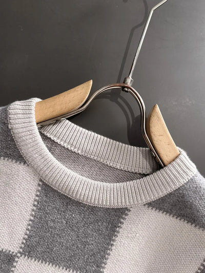250917 New high-quality large checkerboard texture sweater